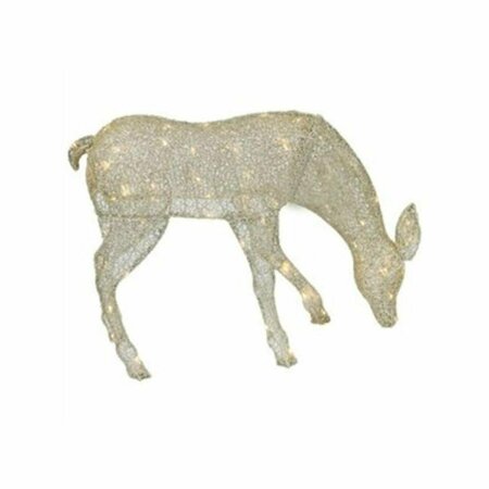 GGW PRESENTS 38 in. Grazing Doe LED Christmas Outdoor Decoration Gold Mesh GG3841477